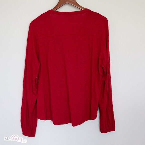 Mix Print Button Up Top, Red - Picture 4 of 7